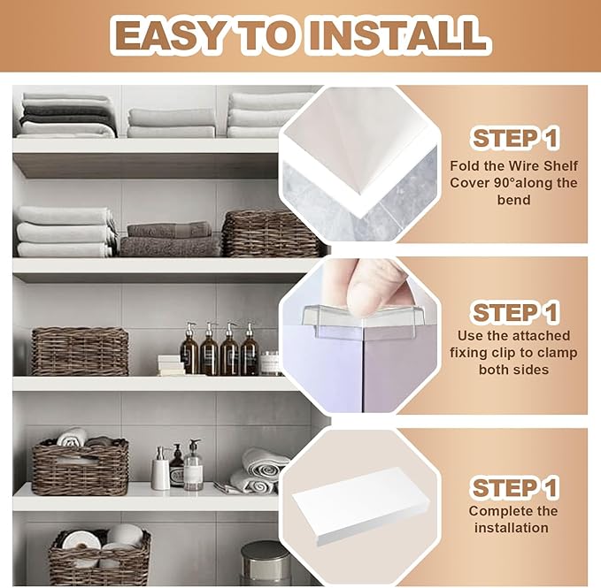 5 Pcs Wire Rack Covers 36x12x3 inch PVC Pantry Shelf Cover 0.31 inch Thick Removable Closet Wire Rack Shelf Covers,Decoration Kitchen Bathroom Office Shelving (Light Luxury White,36x12x3 inch)