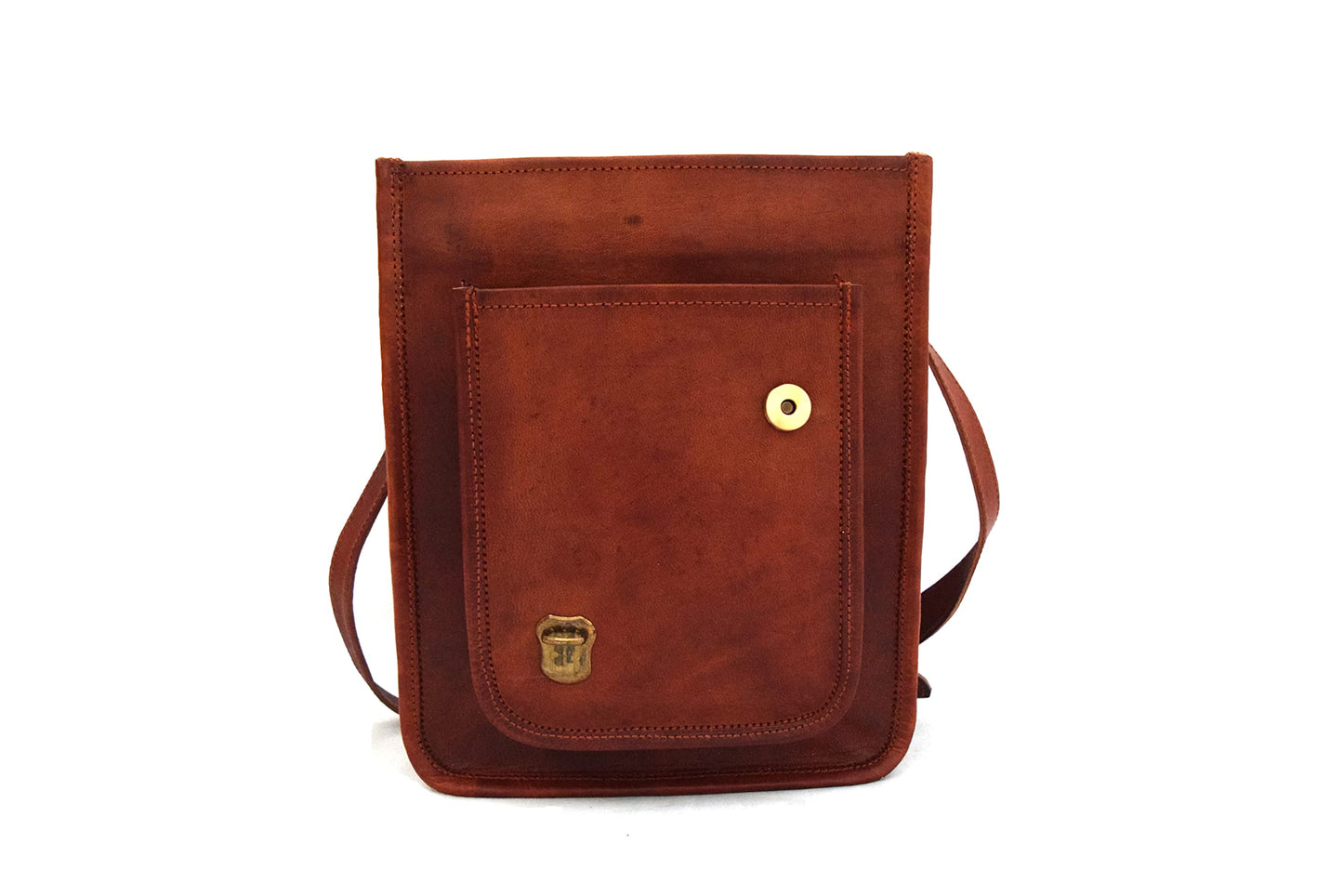 11 inches Genuine Leather Messenger Crossbody Bag Men Women Unisex Teens Satchel Handbag Sling Bags Fits iPad/Tab Mini