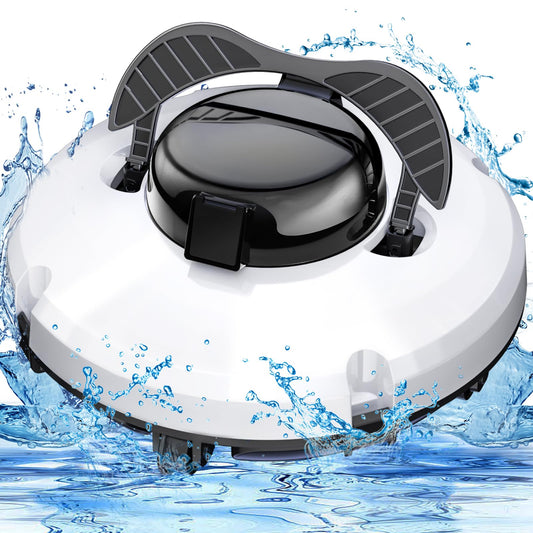 Cordless Pool Vacuum for Above Ground Pool, Robotic Pool Cleaner Automatic Vacuum Self-Parking Pool Robot for In-Ground Flat Pools Up to 1000 Sq.Ft (Lasts 120 Mins)