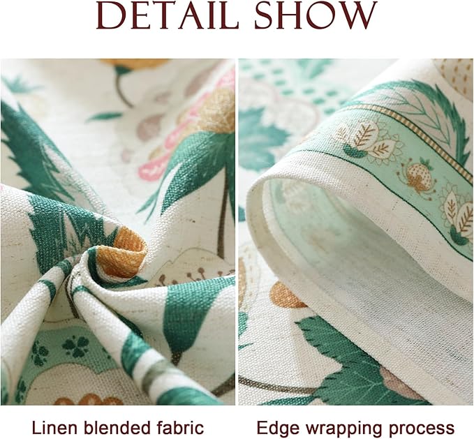 patdrea Designer Green Extra Long Rectangle Table Cloth,Italian Floral Country Linen Breathable Tablecloth,Decor Cover for Kitchen Dining,Christmas,Tea Party,Thanksgiving,63"x110"-Tree Life