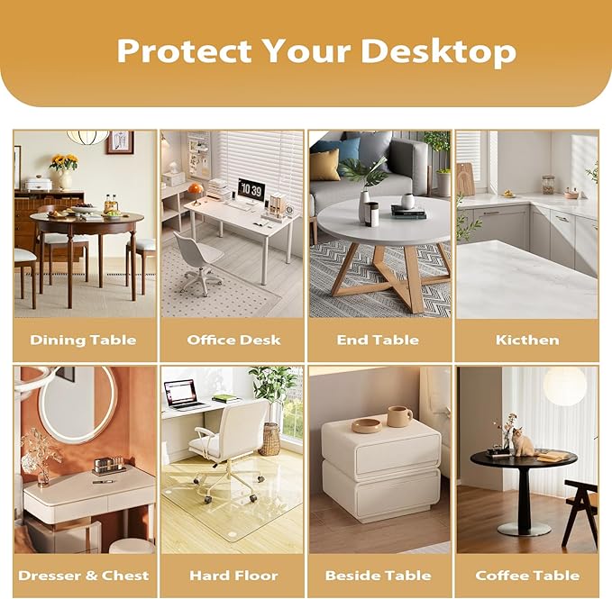 Round Clear Table Cover Protector 48 Inch - 2mm Thick Waterproof PVC Furniture Protective Pad for Dining Room Tabletop