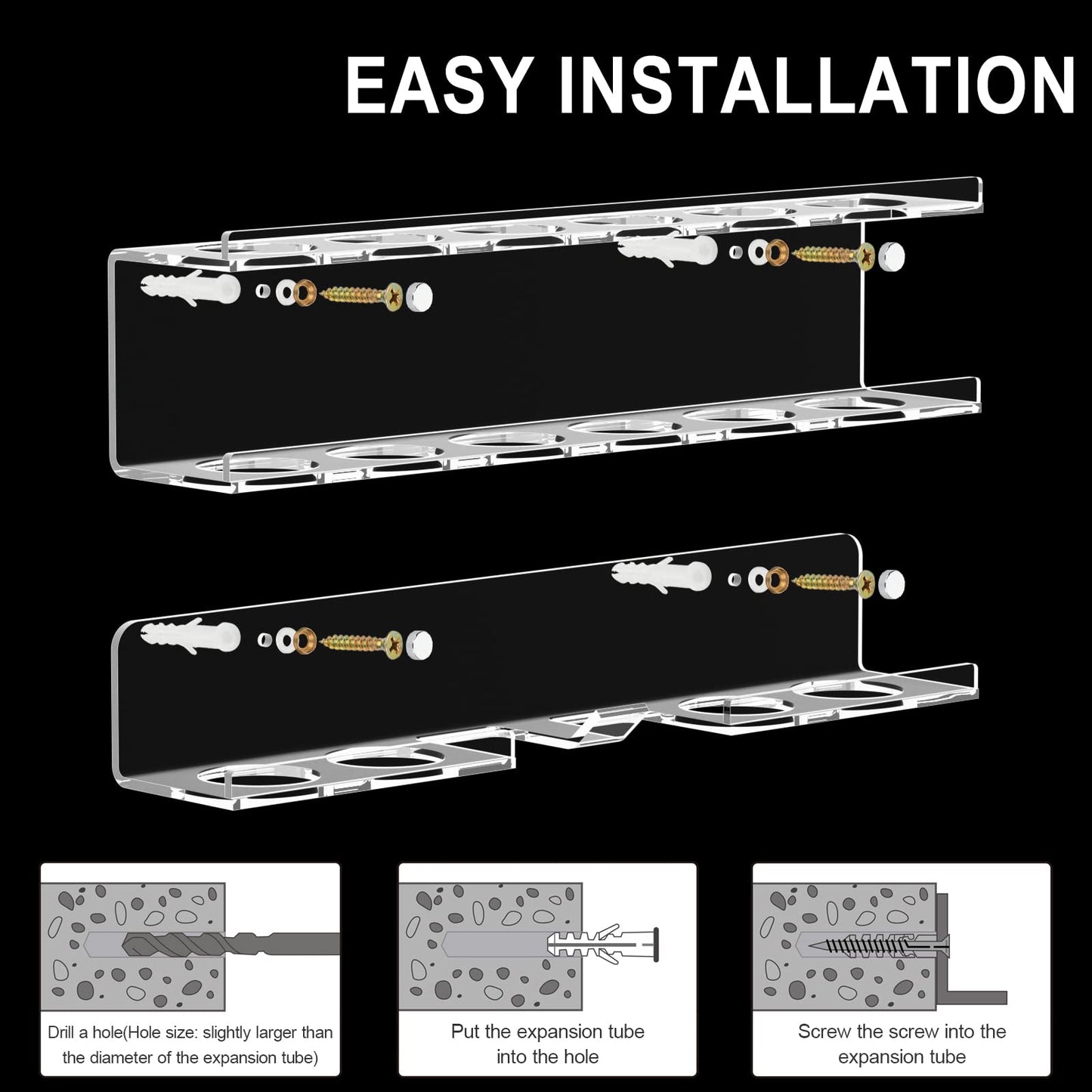 Cosmos Acrylic Billiard Ball Storage Shelf Set Pool Ball Wall Mount Rack Pool Accessory Wall Holder for 16 Balls Billiard Pool Ball Cue Ball Billiard Ball Rack in Billiard Room Bar (Transparent Clear)