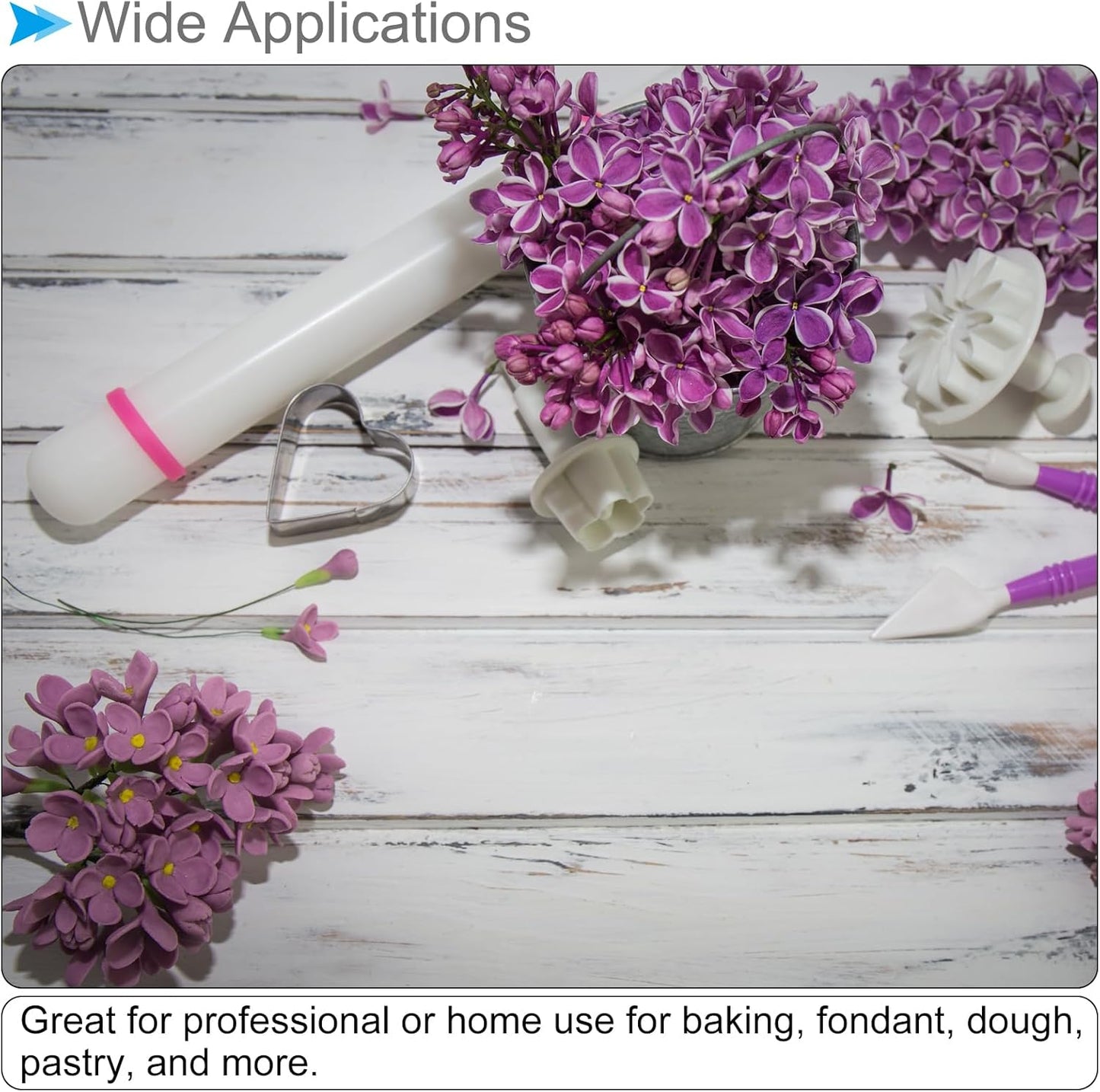 Fondant Rolling Pin, 20" Length, PP Plastic Non-Stick Guide Rings Fondant Roller Dough Roller - (Applications: for Baking Fondant DIY)