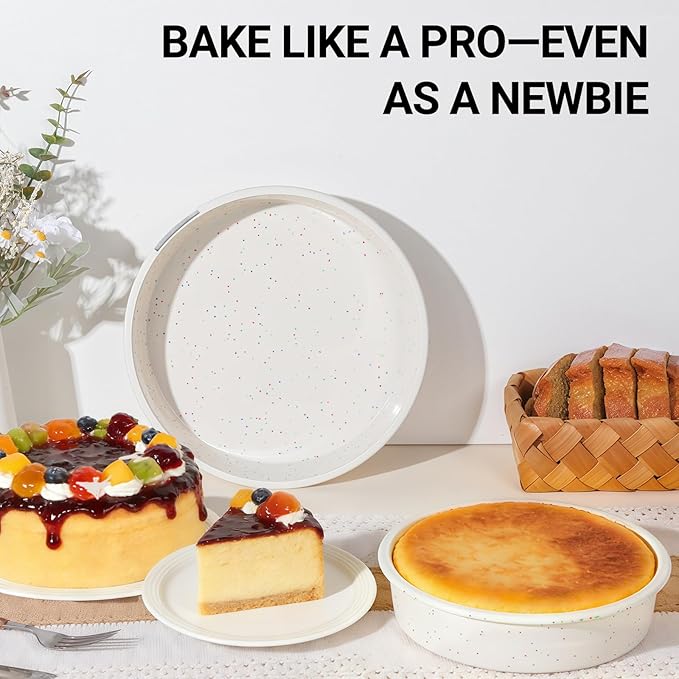 SJ 8 Inch Silicone Round Cake Pan with Metal Reinforced Frame 1Pack, Nonstick Silicone Cake Mold for Baking Suitable for Making Layers, Cheese & Chocolate Cakes