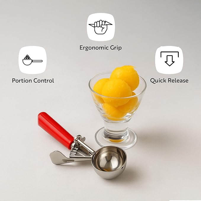Restaurantware 0.86 Ounce Portion Scoop, 1 Trigger Release Stainless Steel Cookie Scoop - With Orchid Handle, Stainless Steel Disher, For Portion Control, Cookie Dough, Cupcake Batter, Or Ice Cream