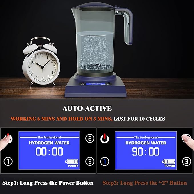 Hydrogen Alkaline Water Machine Generator Maker,Hydrogen Alkaline Water Pitcher Dispenser Ionized Water LED Display and Smart Touch Operation,Used for Home and Office 2000m(Blue Black)