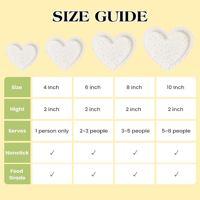 10 Inch Heart Shaped Cake Pans Silicone Large Nonstick Heart Cake Pan Set of 2, Food Grade Silicone Heart Molds for Baking, Easy to Clean Oven Air Fryer Freezer Safe（Cream, Confetti）