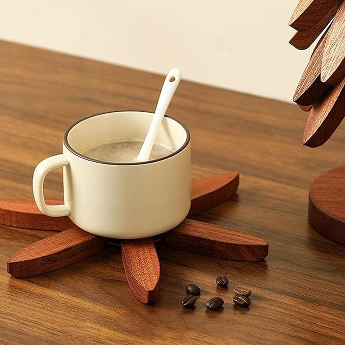 Natural Wood Tree Trivet Set, 𝐍atural Tree Trivet Set - 4 Wooden Trivets,4 Wooden 𝐓rivets & 1 Stand Like a Christmas Trees,for Hot Dish,Pot,Bowl,Teapot,Hot Pot Sets (Natural Wood 3 Trivets,3set)