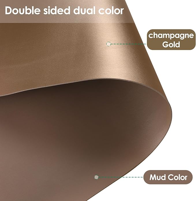 Leather Table Cover,1.8mm Thick,42x42 Inch Table Protector,Table Protector for Dining Room Table,Dining Table Cover,Table Cover Protector(Mud Color+Champagne Gold,42x42)