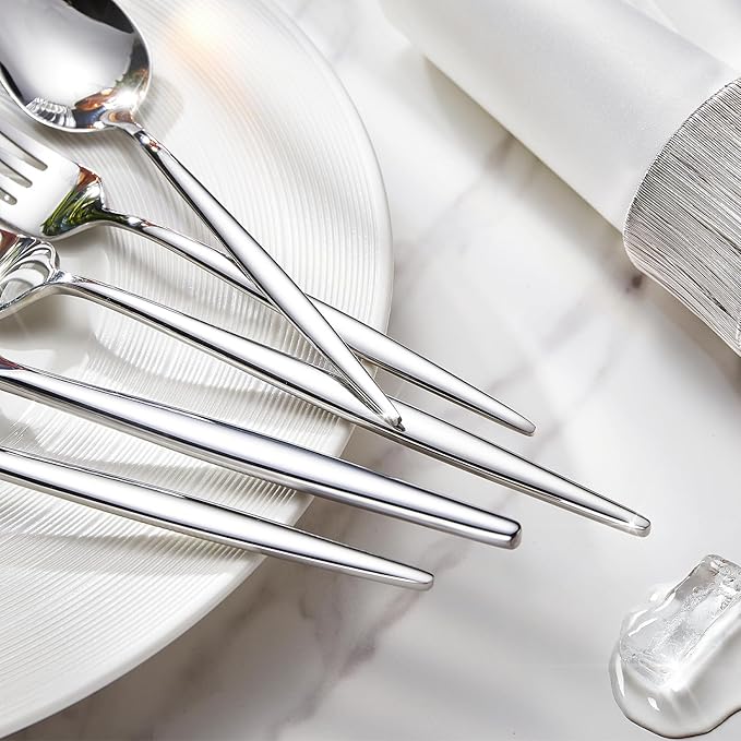KINGSTONE Silverware Set, 20-Piece Flatware Set Cutlery Set Premium 18/10 Stainless Steel, Tableware Include Forks Knives Spoons for Home Kitchen Restaurant Wedding, Dishwasher Safe