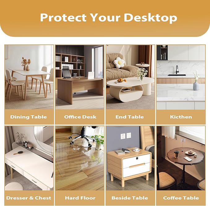 Clear Table Protector 12 x 14 Inch, 1.4mm Thick Waterproof PVC Plastic Table Cover, Durable Table Pad for Dining Room, Kitchen, Writing Desk, and Coffee Tables