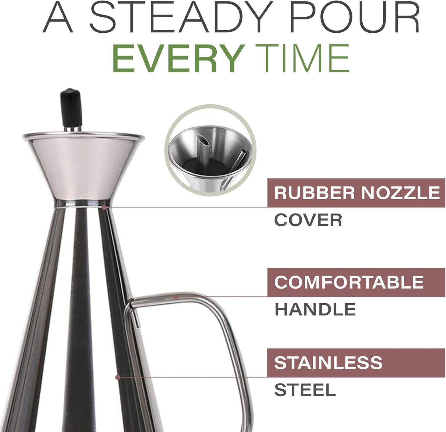 Olive Oil Dispenser Bottle Copper Stainless Steel Non Drip Leak Proof No Mess Vinegar Pourer & Kitchen Drizzler 17 oz 500ML 0.5 Litre Great for Pouring & Drizzling Easy to Clean & Leakproof
