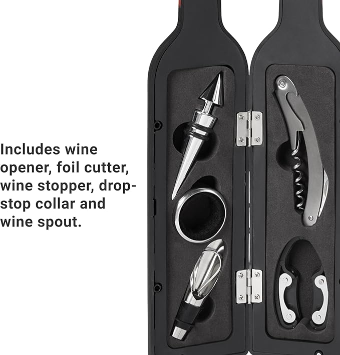 Let's Make Memories Personalized Photo 5-Piece Wine Tool Set - Wine Bottle Opener - Red