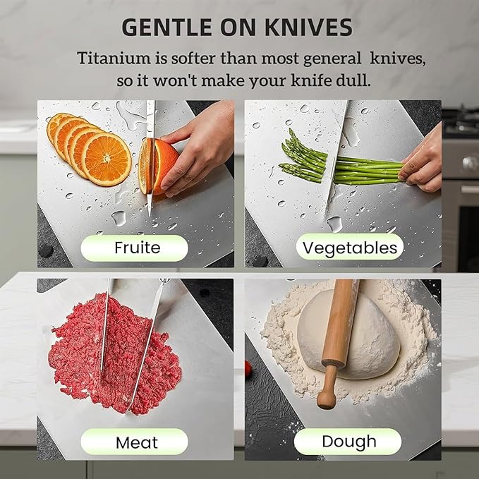 Katuchef Titanium Cutting Board, Siraat 100% Pure Apex Titanium Cutting Boards for Kitchen, Double Sided Non Toxic Celuxer Board for Cutting Meat Vegetable Fruit,Easy to clean(XXL:18.11L*11.81W)