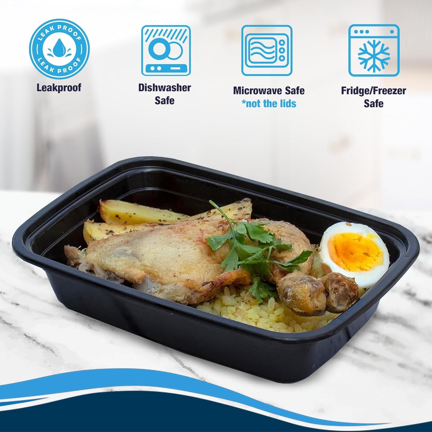 Ruthy's Outlet Meal Prep Containers W/Lids -Square Food Storage – BPA-Free| Stackable | Microwave | Freezer & Dishwasher Safe | Reusable Lunch Bento Box Portion Control & Planning (15 Pack, 24 oz)