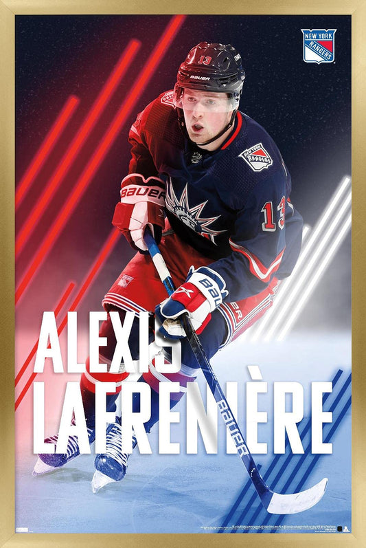 Trends International NHL New York Rangers-Alexis Lafrenière 20 Wall Poster, 14.725" x 22.375", Gold Framed Version