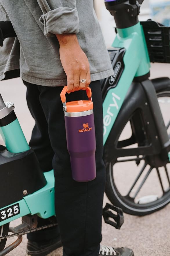 STANLEY IceFlow 2.0 Flip Straw Tumbler with Handle 40 oz | Twist On Lid and Flip Up Straw | Leakproof Water Bottle | Insulated Stainless Steel | BPA-Free | Dark Blossom