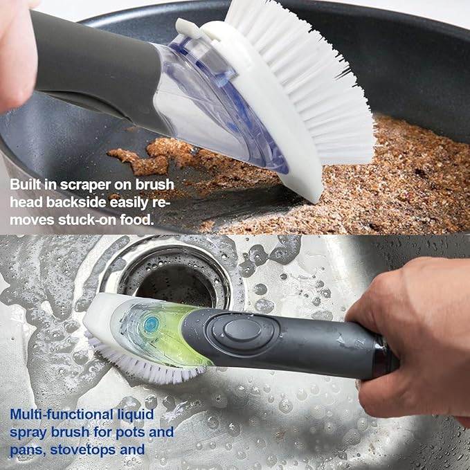 CELOX 24 Pack Dish Sponge for Kitchen, Dish Brush with Soap Dispenser for Cleaning Pots, Dishes, Bowls, Gray