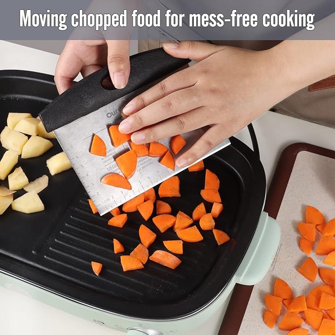 Silicone Baking Pastry Mat with Dough Cutter, Ourokhome Extra Thick Kneading Rolling mat with Measurement and Conversion Ourokhome Stainless Steel Pizza Cutter for Kitchen Baking