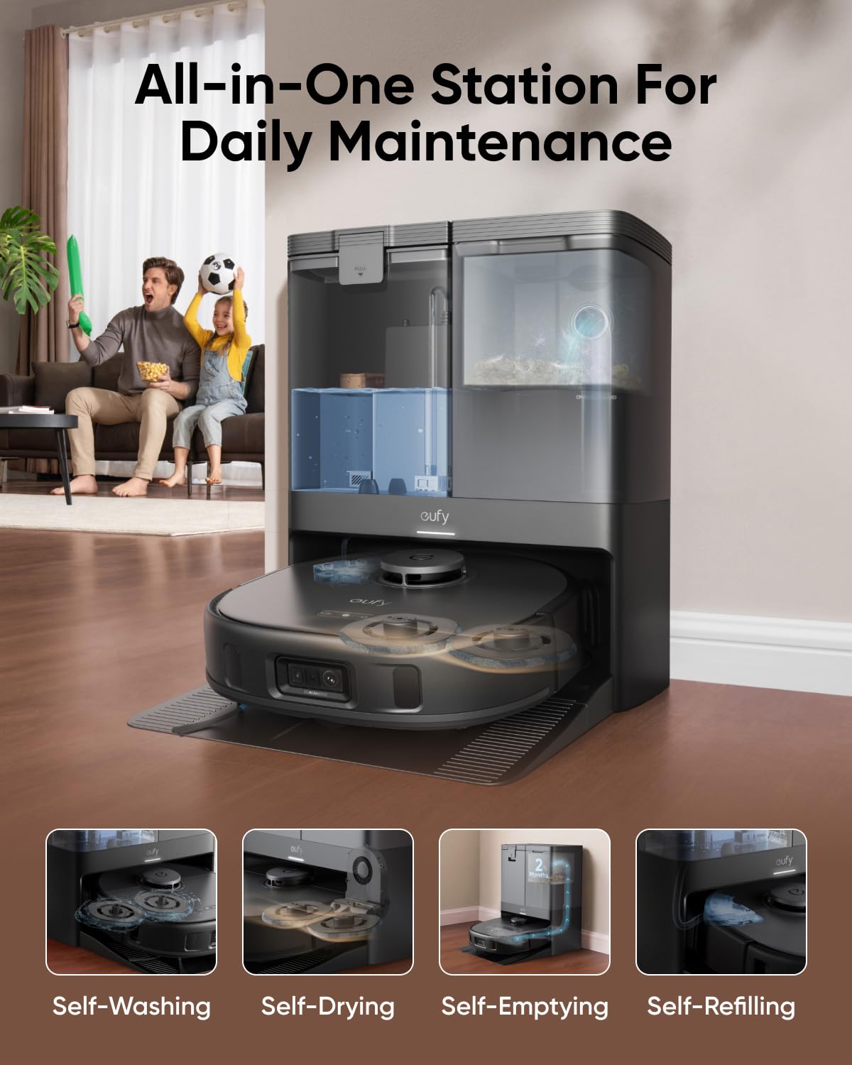 eufy X10 Pro Omni Robot Vacuum + 2 Replacement Washable Filter