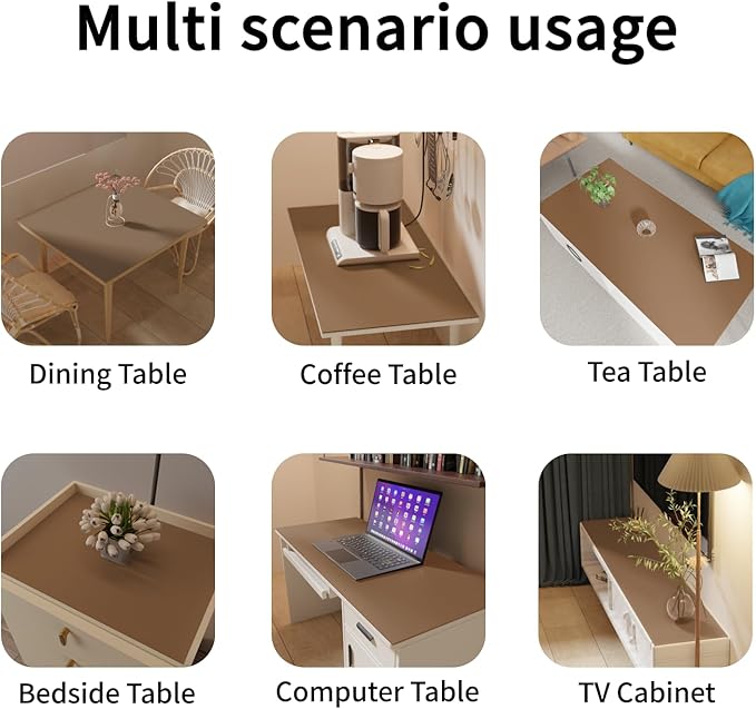 Leather Desk Mat,1.8mm Thick,12x42 Inch Desk Cover,Gold Desk Mat,Dresser Cover Top,Nail Table Mat,Dresser Cover,Quartz Countertop Protector,Table Sticker Cover(Mud Color+Champagne Gold,12×42)