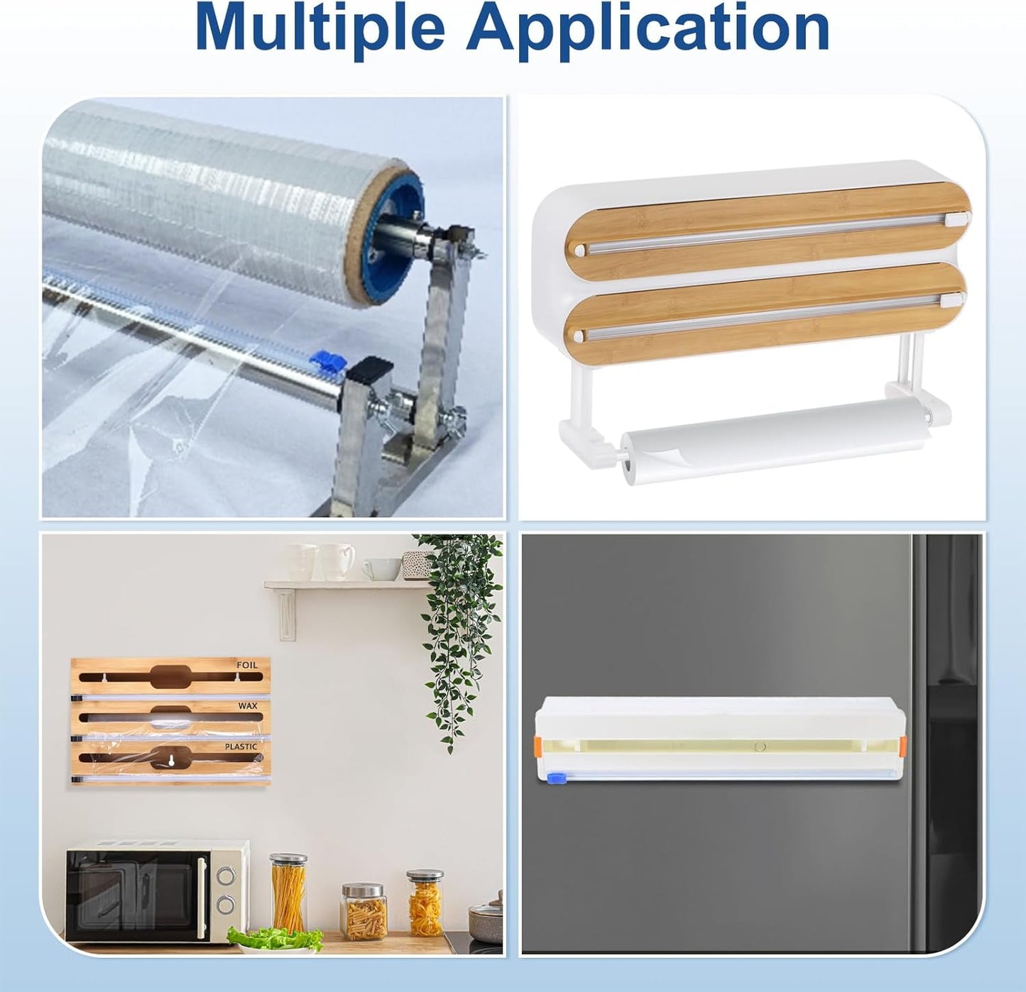 PATIKIL 8pcs Plastic Wrap Cutter, 19in Plastic Wrap Slide Cutter Snap Card Slot Installation Replacement for Aluminum Foil Wax Paper Parchment Paper Wrap Dispenser, White