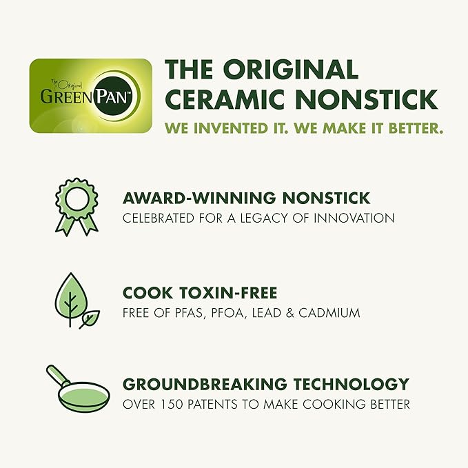 GreenPan Valencia Pro Ceramic Nonstick 8" 9.5" & 11" Fry Pan Skillet Set, Hard Anodized PFAS-Free, Induction Ready, Compatible on All Cooktops, Dishwasher Safe, Oven Safe to 600F, Gray