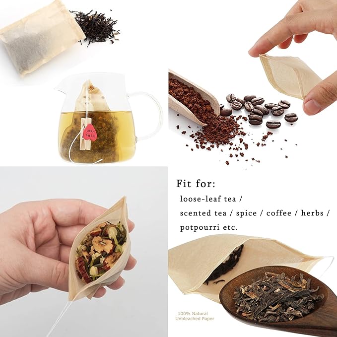 NEPAK 600 Pcs Disposable Tea Filter Bags for Loose Tea,Drawstring Empty Tea Bags for Loose Leaf Tea,with 100% Natural Unbleached Paper(1.97 x 2.76 inch)