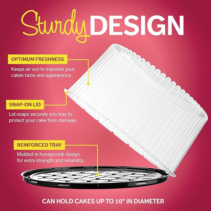 9" Plastic Disposable Cake Containers Carriers with Dome Lids and Cake Boards | 3 Round Cake Carriers for Transport | Clear Bundt Cake Boxes/Cover | 2-3 Layer Cake Holder Display Containers