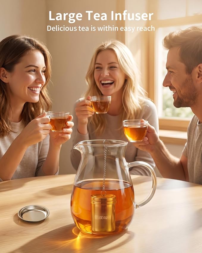 House Again Large Tea Infuser with Scoop, Extra Fine Mesh Tea Strainers for Loose Tea & Spice Infuser for Cooking, 304 Stainless Steel, Loose Leaf Tea Steeper for Brew Tea Spices & Seasonings