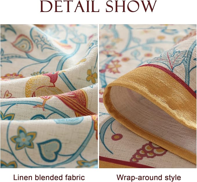 patdrea Designer Vintage French Tablecloth for Rectangle Table,Floral Birds Pattern Linen Table Cloth,Yellow Decor Cover for Kitchen Dining Banquet,Christmas,Thanksgiving,63"x110"-Magnolia