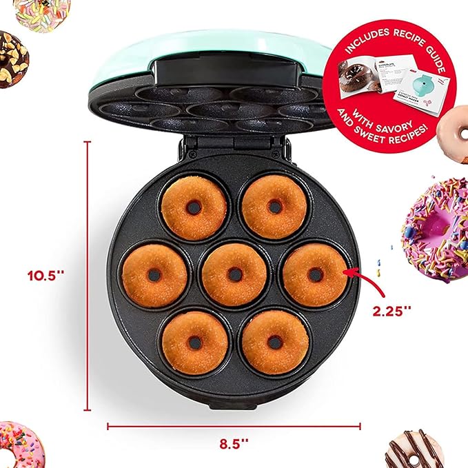 Mini Donut Maker,Electric Mini Doughnut Maker Machine, Makes 7 Mini Donutss, Non-Stick Mini Donut Machine, Easy Clean Doughnuts Maker Kit red (Pink)