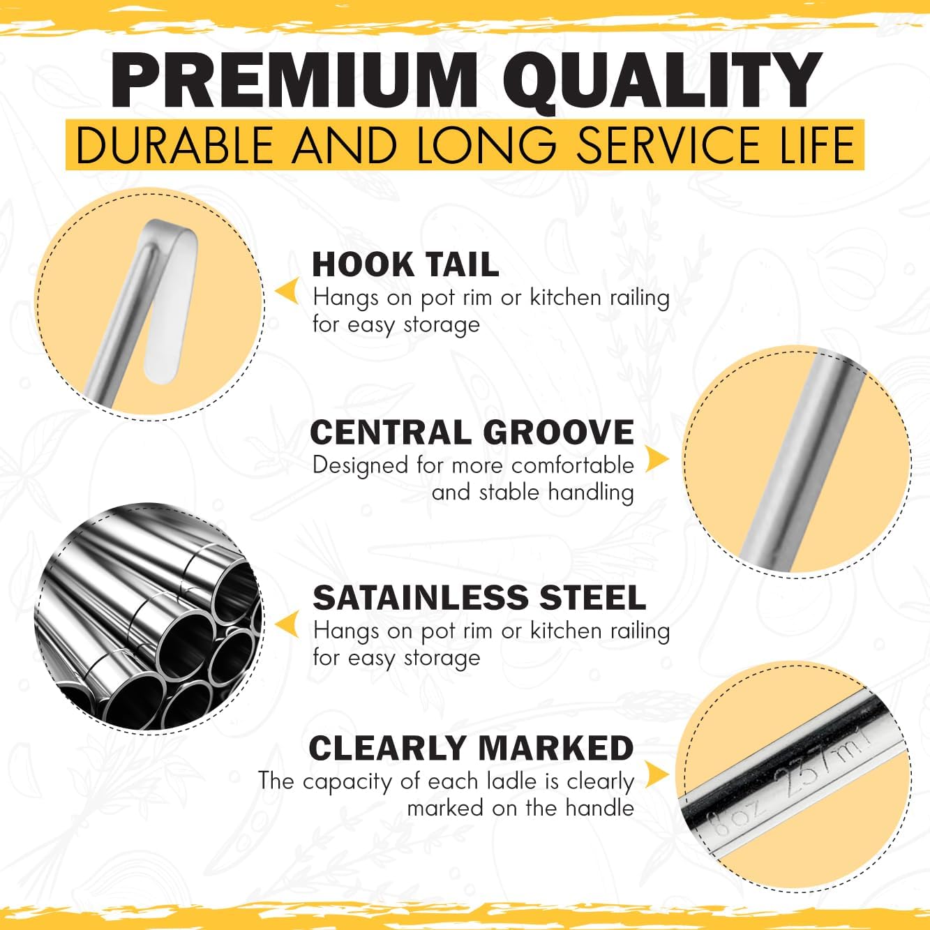 Ladle - Durable Stainless Steel Ladle Serving Measuring Soup Dressing Sauce Gravy Sturdy Dependable Long Handle for Kitchen (1, 6 Oz.)