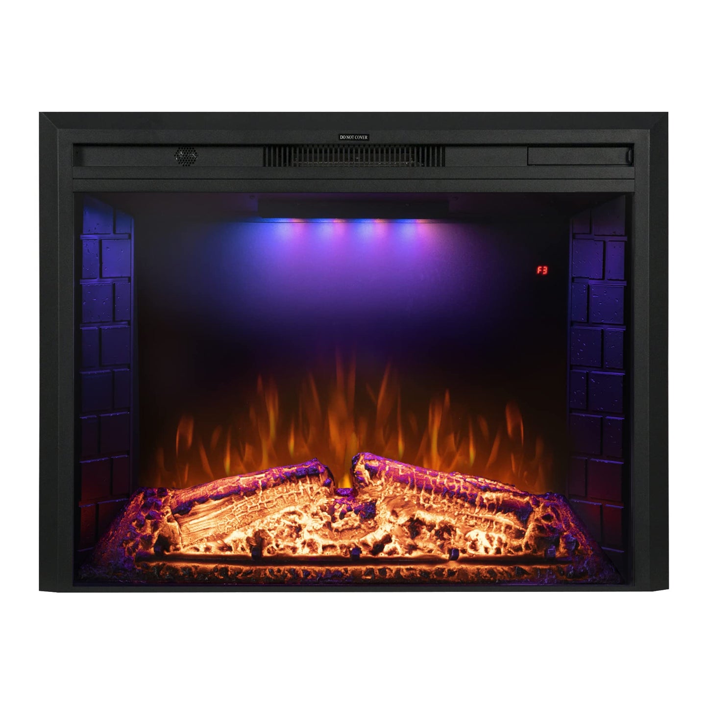 Benrocks 33'' Electric Fireplace Inserts, Recessed & Built in Wall Electric Fireplace Heater with Fire Crackling Sound, Adjustable Top Light & Flame Speed, Overheating Protection, 750/1500W Black
