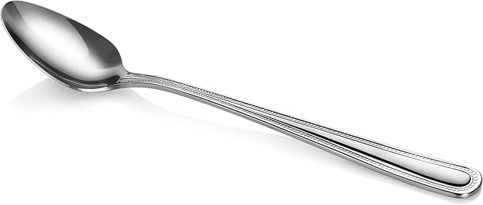 New Star Foodservice 58581 Steel Bead Pattern Serving Spoon, 7.8-Inch Set of 12