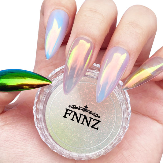 FNNZ Unicorn Chrome Nail Powder, Aurora Unichrome Mermaid Aurora Nail Powder Pigment Pearlescent Nail Art Glitter Decoration for Home DIY Nail Salon Manicure - Butterfly Elves