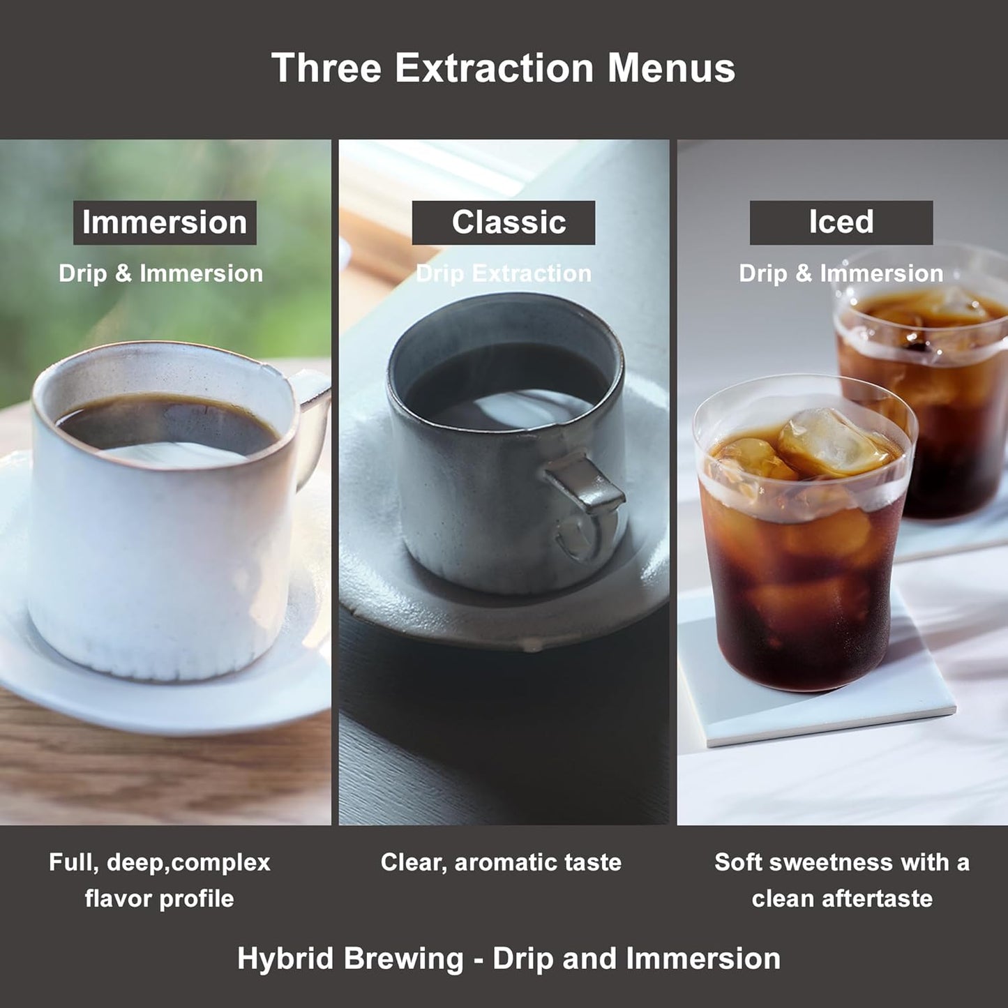 Tiger Hybrid Automatic Coffee Maker - Pour Over Coffee Maker & Immersion Brewing Coffee Machine, Innovative Design for Outstanding Brew, Black