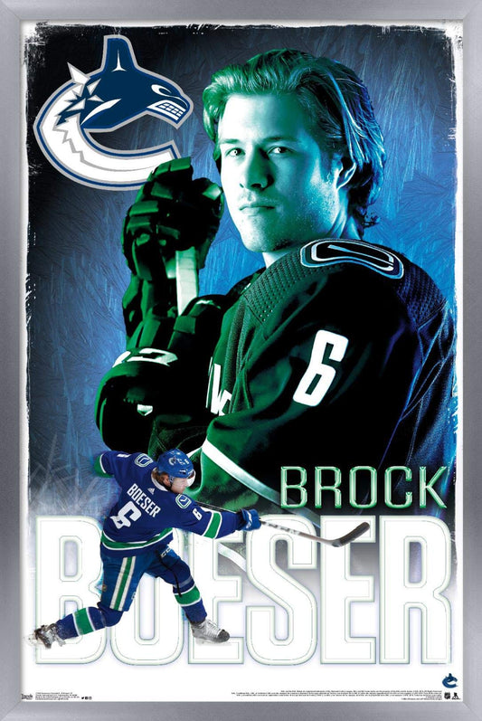 Trends International NHL Vancouver Canucks - Brock Boeser 18 Wall Poster, 14.725" x 22.375", Silver Framed Version