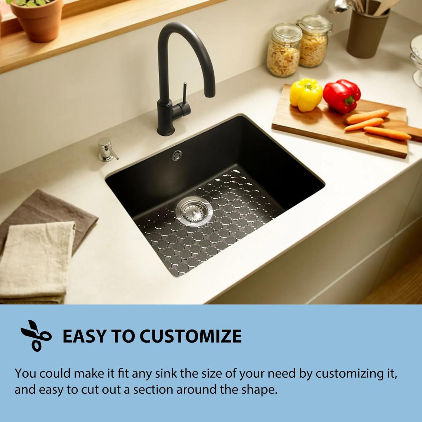 Sink Protectors Mat for Kitchen Sink - 2Pack Adjustable Kitchen Sink Mat Fast Draining - Dish Drying Mat for Dishes And Glassware - Easy to Clean & Diy Cut