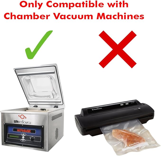 UltraSource - Chamber Machine Pouches 3 Mil Thickness, 8" x 10", Pack of 1000 Vacuum Chamber Pouches, BPA-Free Pre-Cut Chamber Vacuum Sealer Bags with tear notch
