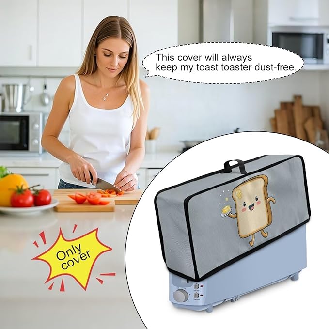 Bread Fabric Toaster Cover 2 Slice Anti-sputtering Slim Toaster Cover Dust Proof Washable Kitchen Appliance Covers for Women, Anti Fingerprint Protection