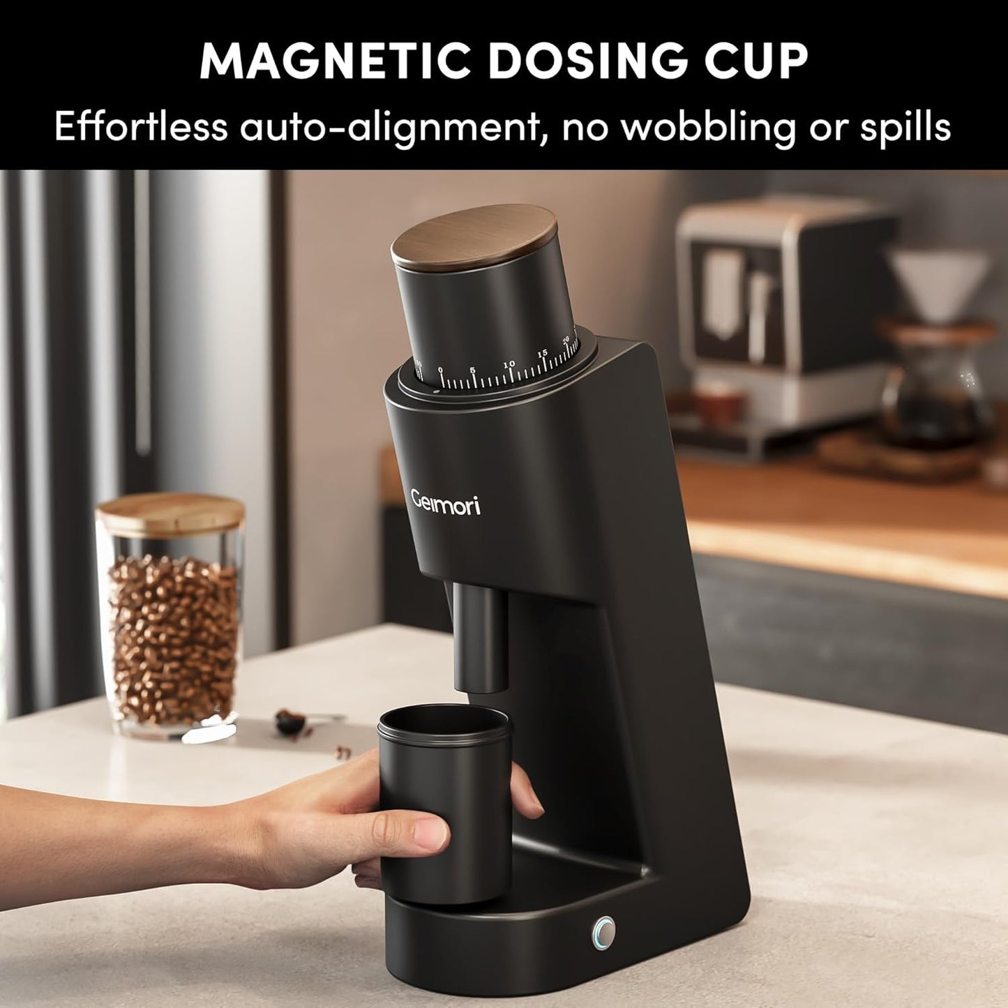 Burr Coffee Grinder,Wirsh Electric Single Dose Coffee Grinder Geimori GU38 with 38mm 6-Core Conical Burr,Stepless Adjustment for Drip,French Press,Cold Grind Settings from Fine to Coarse