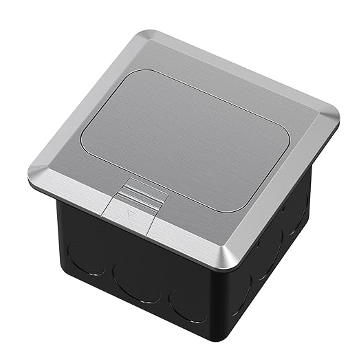 KYHSHJ Pop Up Floor Electrical Outlet with 20 Amp Stainless Steel GFCI Tamper Receptacle Outlet， Corrosive Resistant Hardware，ETL Listed,Silver