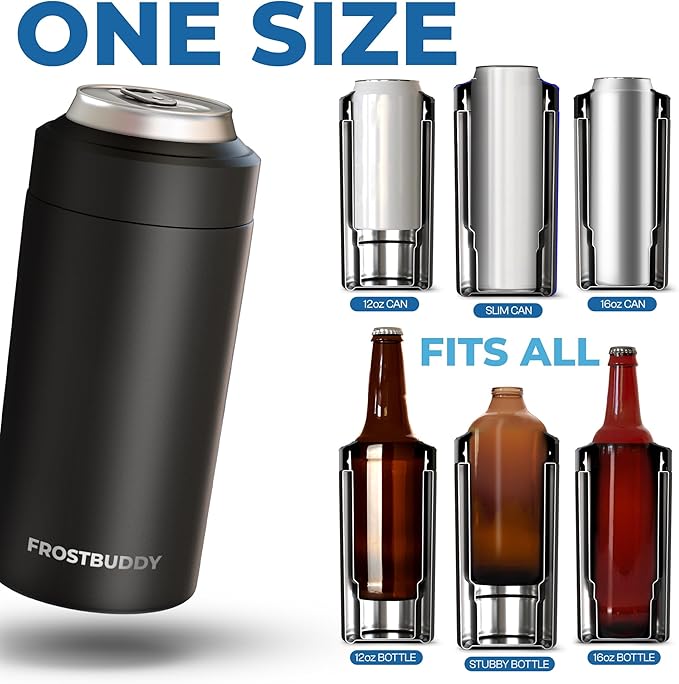 Frost Buddy Universal Can Cooler - Fits all - Stainless Steel Can Cooler for 12 oz & 16 oz Regular or Slim Cans & Bottles - Stainless Steel (Mint Chocolate)