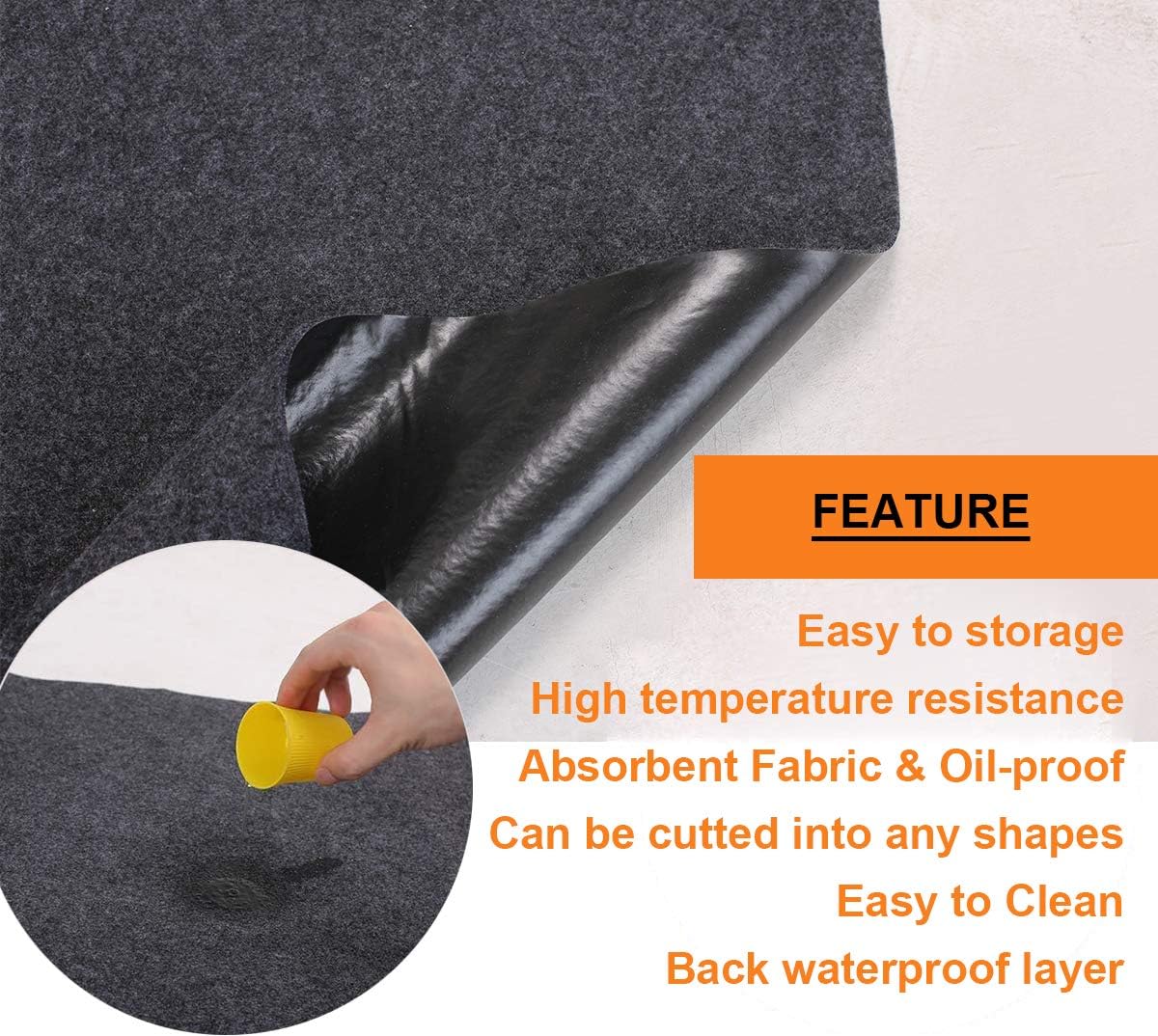 Under Grill Mat,Premium 36"x48"Absorbent Oil Protective mats for Deck &Patio,Grill Mat for Deck,Under Grill Floor Pad to Protect Deck,BBQ Mat for Under BBQ,Waterproof,Reusable