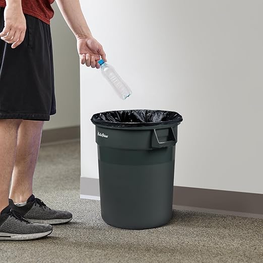 PLASTIC PRINCE 20 Gallon Round Trash Can Container Gray Plastic Commercial Garbage Bin for Home Garage Restaurants Warehouses