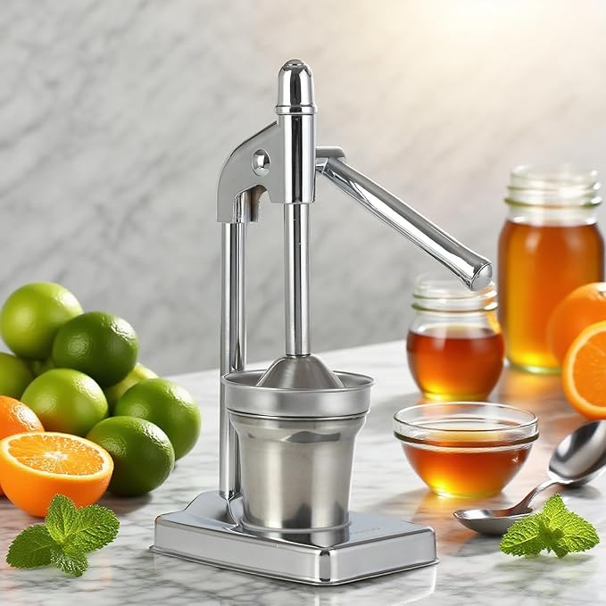 Cast Iron Manual Citrus Juicer, Stainless Steel Lemon Squeezer, Heavy Duty Countertop Press Machine for Fresh Orange Juice, Kitchen