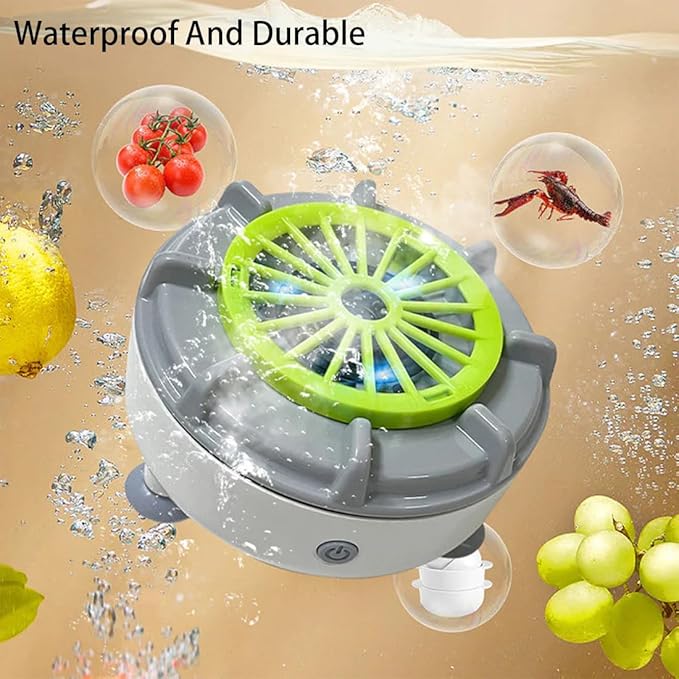 Efficient Portable Fruit and Vegetable Washers, Fruit and Vegetable Cleaning Machine, Electric Fruit Cleaner for Washing Fruits, Vegetables, Grain, Meat, Water-Proof & Wireless Charging (C)