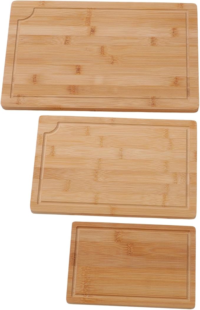 Chopping Board,3Pcs Wooden Cutting Boards with Built in Handles Liquid Grooves for Kitchen Meat Vegetable
