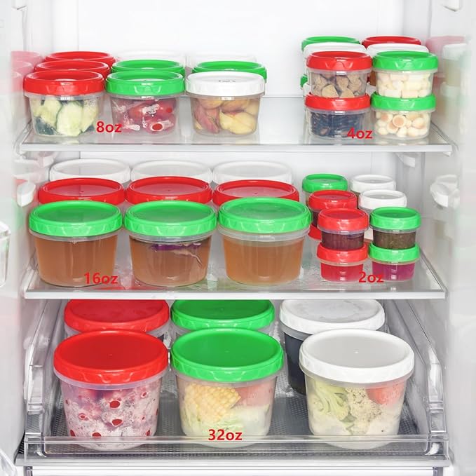 EONJOE 16 oz Plastic Freezer Containers with Lids 2 Cup Food Storage Container BPA Free Stackable Airtight Dishwasher Safe,12 Pack